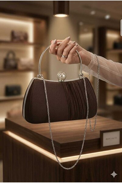 Famels Coffee Satin New Model Battery-Operated Evening Dress Bag Handbag/Clut...