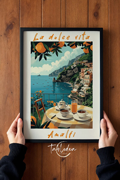 tablodea La Dolce Vita Amalfi Themed Pinterest Coffee Corner Painting, Wooden...
