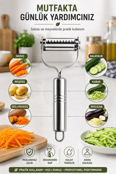 DAT35 Stainless Steel Julienne Vegetable Peeler with Ergonomic Handle Potato Carrot Cucumber Peeler