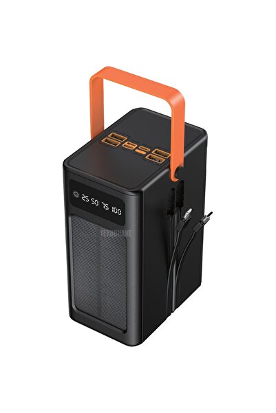 TEKNOHANE 80000 m Ah Güneş Enerjili Powerbank PD 22.5Watt Hızlı Şarj Kendinden Kablolu Powerbank