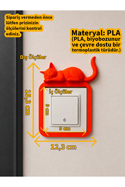Gragold3Design Sevimli Kedi Figürlü Dekoratif Anahtar Priz Çerçevesi (9x9 CM ...