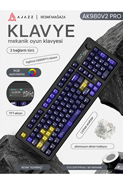Coverzone Mekanik Oyuncu Klavyesi 8000Hz RGB Bluetooth 2.4GHz USB-C Hot Swap ...