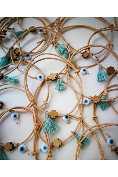 Handmade Σετ 50 τεμαχίων βραχιόλια βαπτιστικά με φούντα