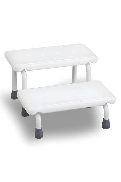 DORRA 2 Step Bathroom Ladder Adjustable Height White Jl569