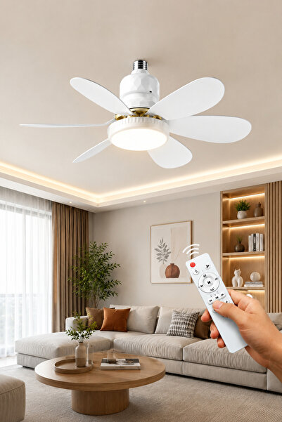 ENFE Lodos Fan LED 62W Kumandalı Işıklı Tavan Vantilatörü 6500K Beyaz LED 6 K...