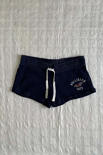 Karakedi Navy Blue Hollister Embroidered Logo Mini Shorts