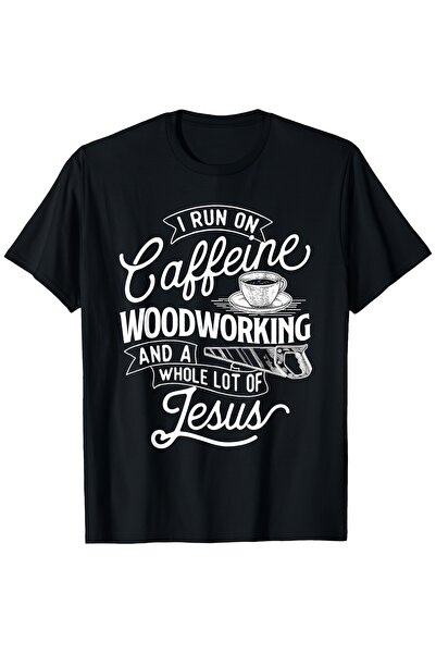 STITCHLY Men's Funny Woodworking Carpenter T-Shirt - "I Run On Caffeine" Slog...