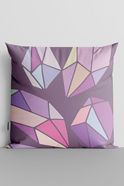 TicaretJet Colorful Geometric Shapes Double Sided Digital Printed Throw Pillo...