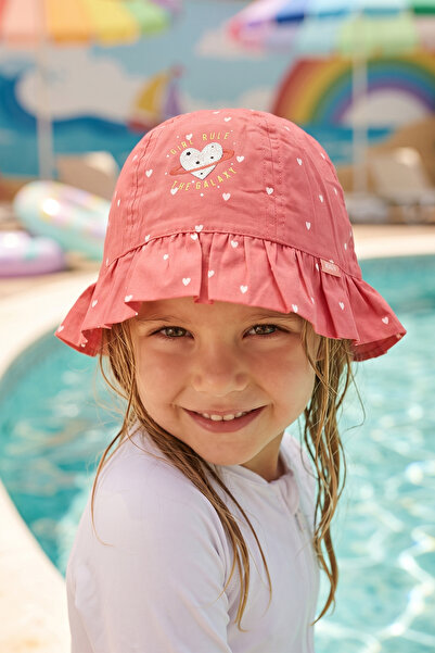 REMSA Girl Child 4-8 Years Old Print Detail Bucket Hat 04-R082 Mercan01