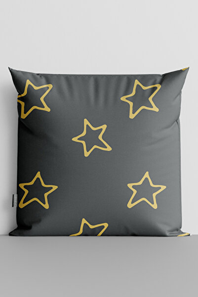 TicaretJet غطاء وسادة مطبوع رقميًا على الوجهين من Yellow Stars - 2390