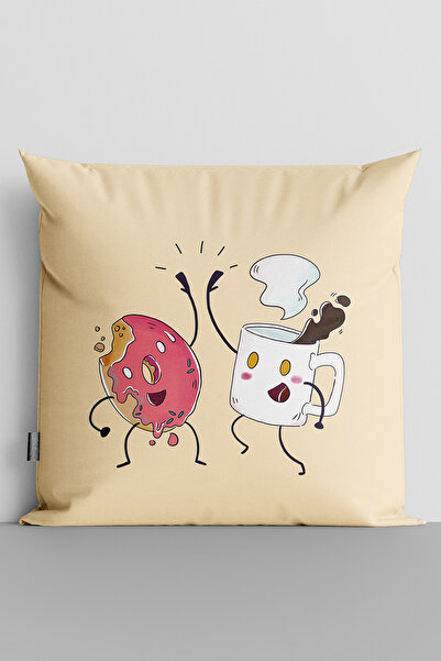 TicaretJet Cheerful Donut and Coffee Cup Double Sided Digital Printed Childre...