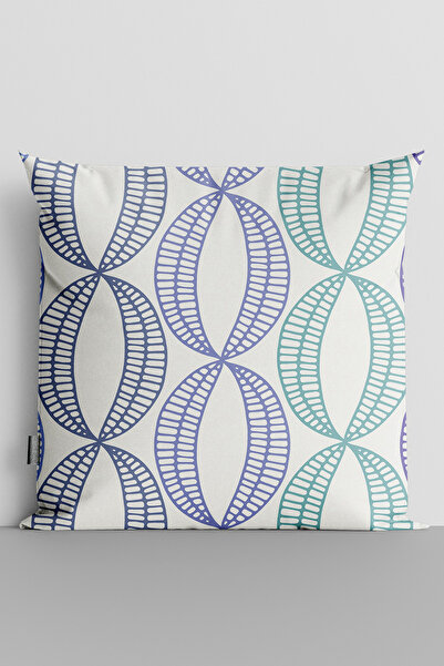 TicaretJet Colorful Wavy Shapes Double Sided Digital Printed Throw Pillow Cover
