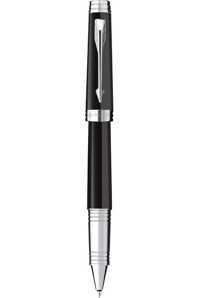 Parker قلم حبر جاف فاخر |   طلاء أسود عميق مع حواف مطلية بالفضة |   صندوق هدايا