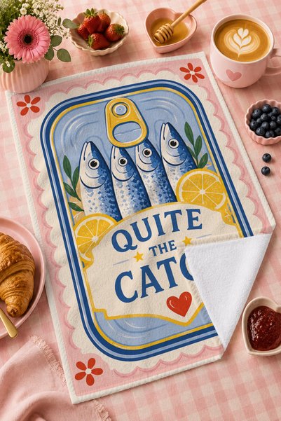 milroma Ciao Mare Quite Catch Homar Pește Albastru Marin cu model Mediteranean Elegant Set 2 prosoape de bucătărie 35x55