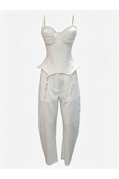 Atelier Carmen Babes Λινό σετ κορσέ και παντελόνι (άνω και κάτω μέρος)