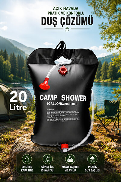 fischerone Outdoor Kamp Duşu - 20Lt Kapasite Taşınabilir Ayarlanabilir Vanalı...
