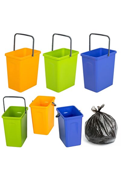 EDANTI Set de 3 coșuri de plastic de 10 L pentru sortarea deșeurilor