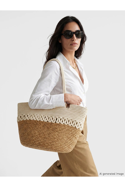 LC Waikiki LCW ACCESSORIES Γυναικεία ψάθινη τσάντα παραλίας