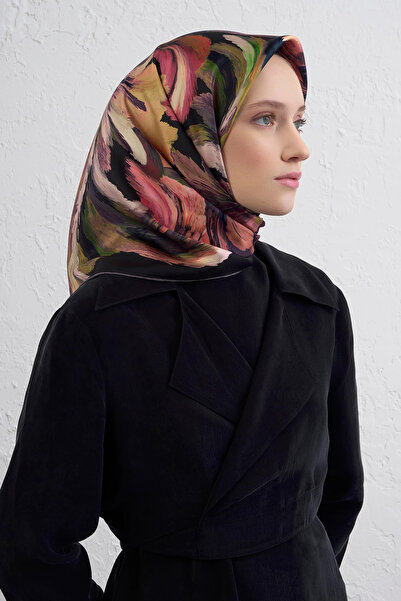 Armine Nostalgia Series Sura Silk Scarf 9423Ds Batik Pattern 36-Black-Multicolor