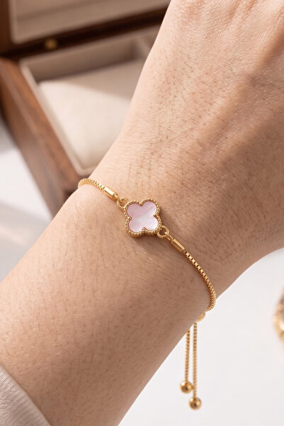 AURRARİ Gold Pink Stone Elevator Bracelet
