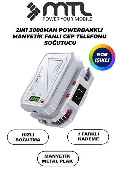 MTL Bataryalı Telefon Tablet Soğutucu Fan | Magsafe Uyumlu, RGB, 7 Kademeli, ...