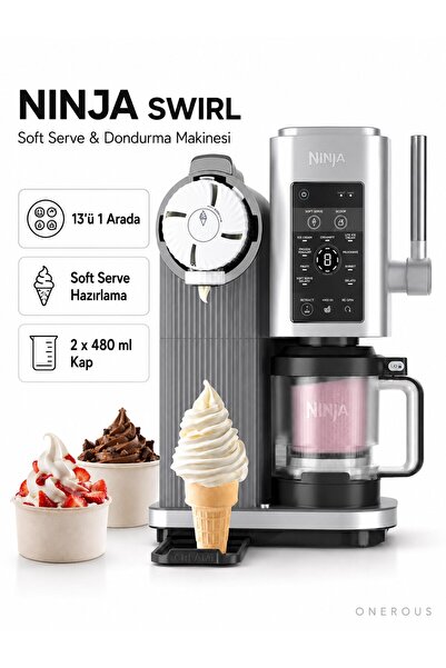 NINJA Swirl by CREAMi Dondurma ve Soft Serve Makinesi 13 Programlı Gelato Sor...