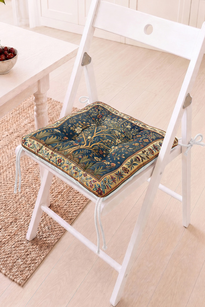 Home Çiçek Motifli Pofidik Sandalye Minderi - Doğal Desenli Vintage Dekorasyon