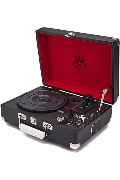 GPO Attache Vinyl Record Player with Built-in Speakers, Vintage Turntable Por...