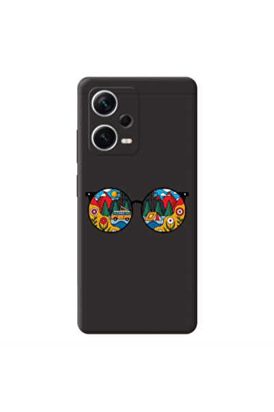 Other Xiaomi Poco X5 Round Glasses Black Colored Silicone TPU Θήκη