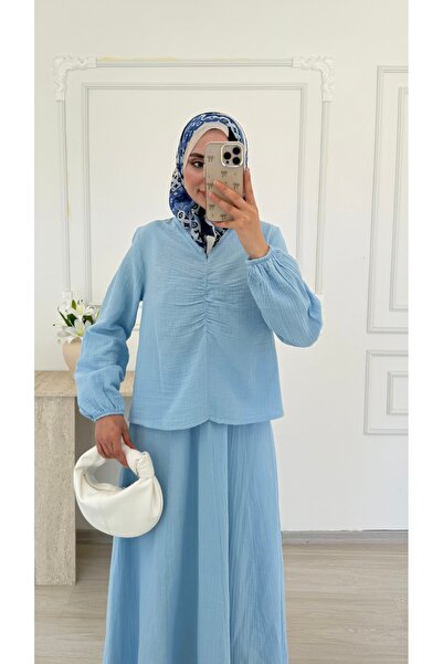 salisburys Molly Nelly Women's Collared Muslin Suit with Gathered Skirt