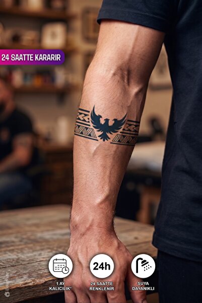 BP Tattoo 1 Ay Kalıcı Kartal Figürlü Şerit Dövme Kol Bacak Bilek Dövmesi Armb...