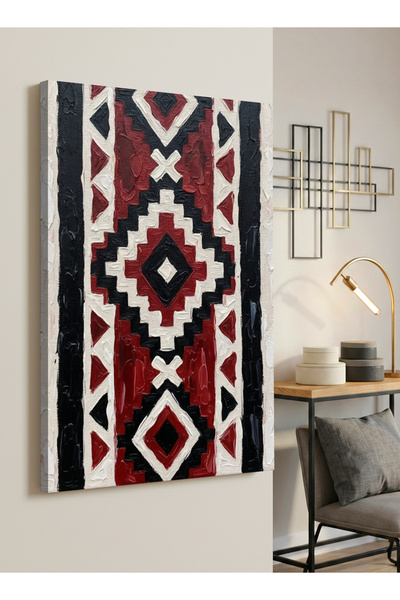 LOWHA Canvas Wall Art Stretched Over Wooden Frame with a Saudi Inspired Pattern