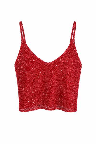 elif teke Sparkling Strap Blouse Red