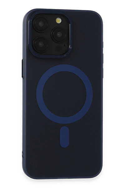 eco port iPhone 15 Pro Max Kılıf Lodos Magneticsafe Mat Kapak - Mavi