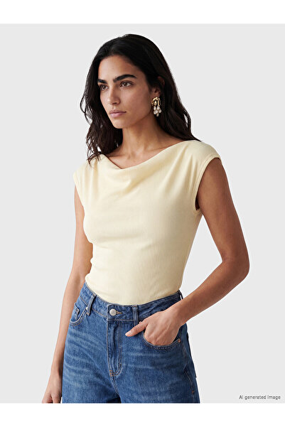 LC Waikiki Peak New Season Boat Neck Women's Ribbed T-Shirt