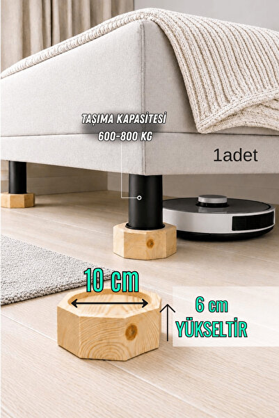 iDekor Robot Süpürge İçin Doğal Ahşap Baza Yükseltici, (6 cm Yükseltir, Çap 1...