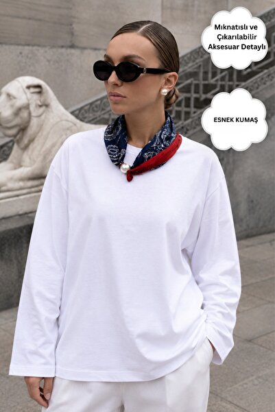 GIA - ART Γυναικείο μακρυμάνικο μπλουζάκι Navy Paisley με μαγνητικό μαργαριτα...