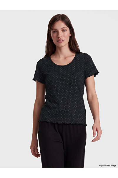 LC Waikiki Two Mt Shop Quality Oval Collar Polka Dot Women's Pajama Top