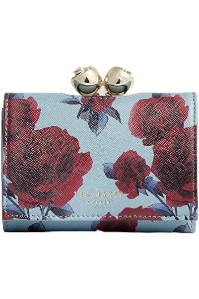 Ted Baker Eliza Small Wallet with Floral Print for Women, Small Size, Blue Color