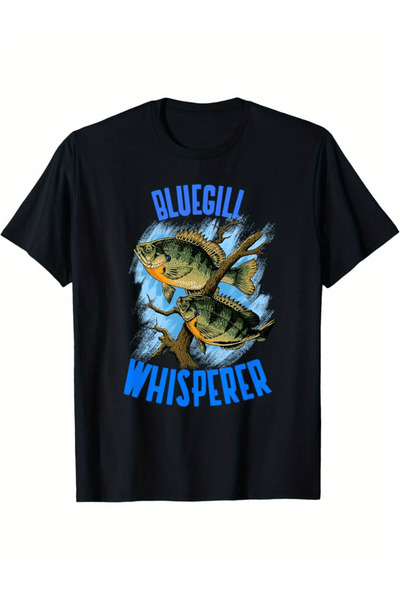 2mcup تي شيرت رجالي بتصميم رسومي مضحك من Bluegill Whisperer يتميز بحروف زرقاء...