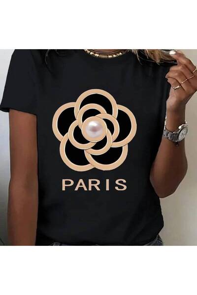 212Wear 1pc Women's Pure Camellia Flower T-Shirt - Short Sleeve Round Neck Ca...