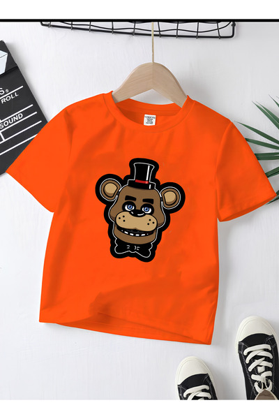MAGORS تي شيرت قطني للأطفال بأكمام قصيرة وياقة دائرية مطبوع عليه FNAF