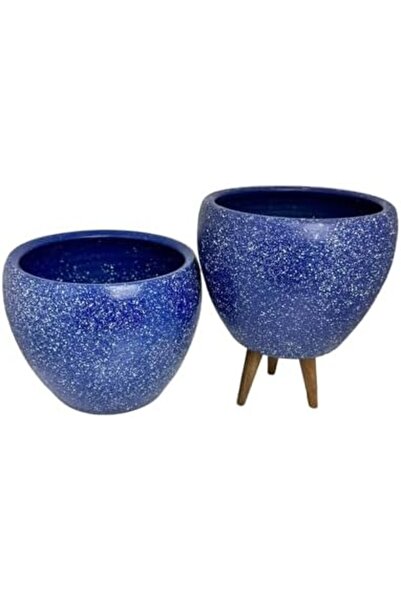 Yıldızan Msa Shop Plant Design Home Decoration Navy Blue Granite Soil Pot Flo...
