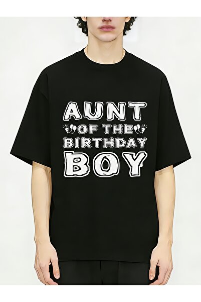 BASEPULSE تيشيرتات رجالية بطبعة Aunt of The Birthday Boy Celebration برقبة دا...
