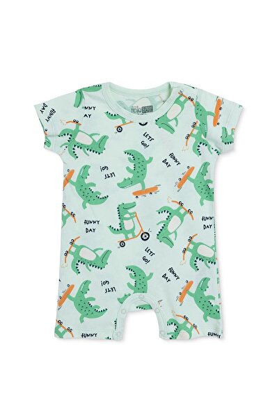 ebebek Hello Baby HelloBaby Erkek Bebek Kısa Tulum Hayvan Baskılı Çıtçıtlı Bi...