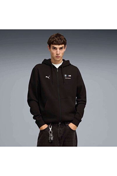 Puma BMW MMS Ess Fleece Jacket Siyah Erkek Fermuarlı Kapüşonlu Sweatshirt