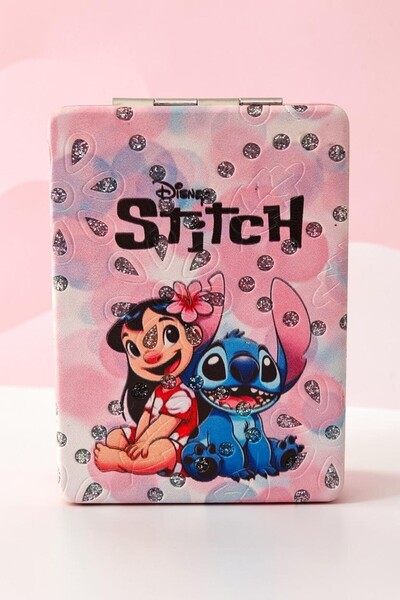 Hunga Lilo - Stitch Taş Süslemeli Katlanır Cep Aynası Çift Taraflı Taşınabili...
