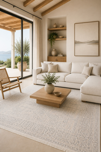 DİLEK HALI Yumuşak Dokulu Modern Krem Salon Oturma Odası Mutfak Halısı