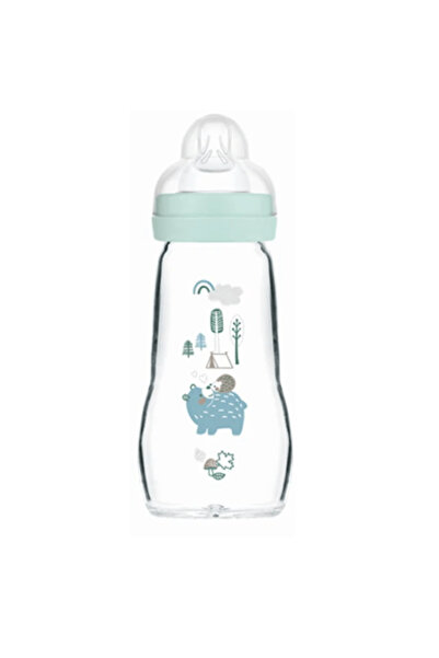 MAM Feel Good Γυάλινο Μπιμπερό με Θηλή Σιλικόνης 2m+, 260ml - galazio