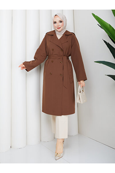 Moda İncir Comfortable Fit Waterproof Double-Breasted Trench Coat